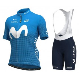 Completo Maglia + Pantaloncino con bretelle 2021 Movistar Team Donna N001